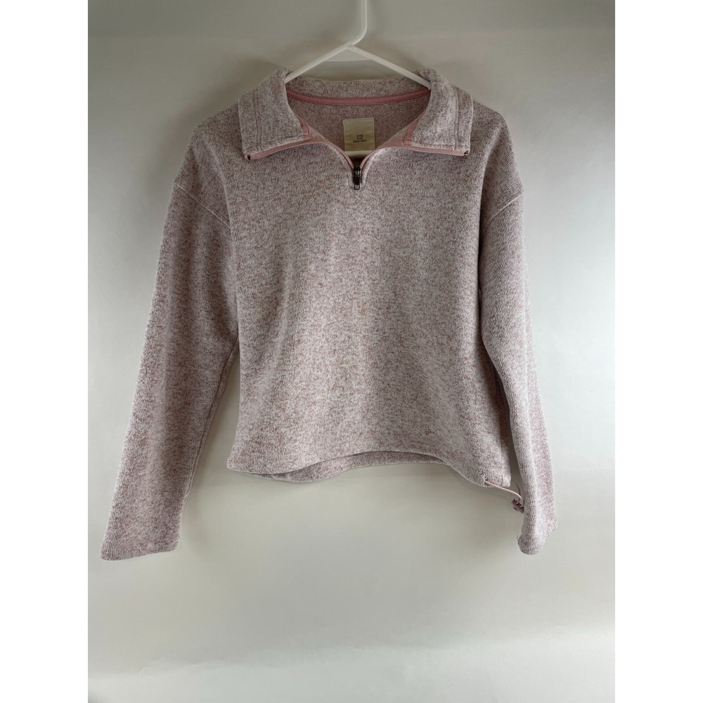 Thread+Supply Sweater, Women's Size XS, Pink White, Quarter Zip, Cropped